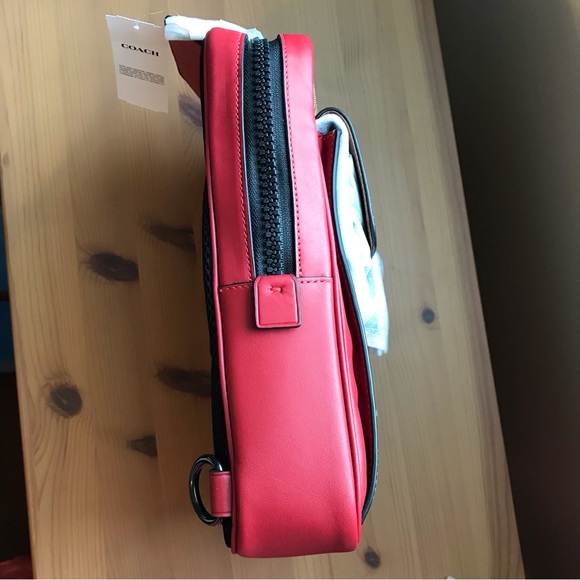 Coach Track Pack In Colorblock Signature Red Brown - Picture 9 of 11